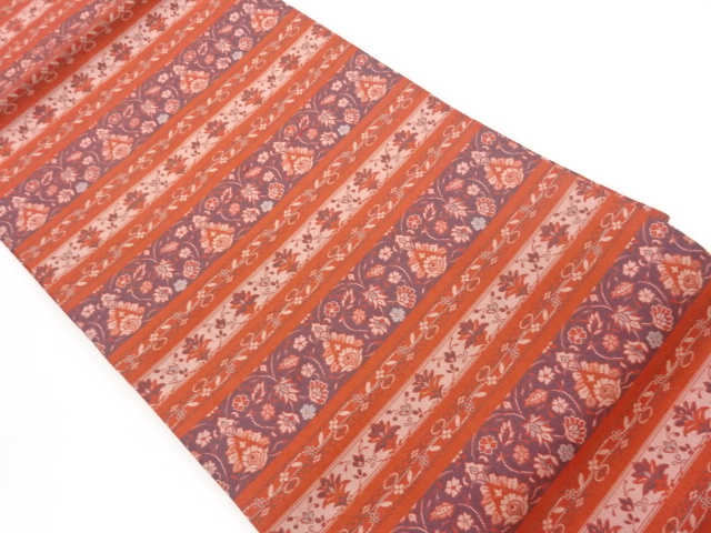 JAPANESE NAGOYA OBI / WOVEN FLOWER ARABESQUE